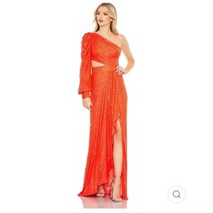 Mac Duggal 26730# size 0  SEQUINED ONE SHOULDER CUT OUT GOWN.